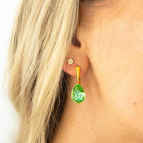 Silver earrings "Crystal Drop (Peridot)" with Preciosa™ crystals